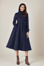 Load image into Gallery viewer, Navy Blue Long winter Wool Coat C4324
