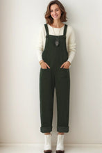 Load image into Gallery viewer, Women&#39;s black corduroy overalls C4311
