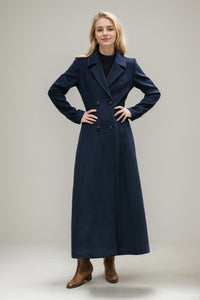 Double breasted long trench wool coat C4499