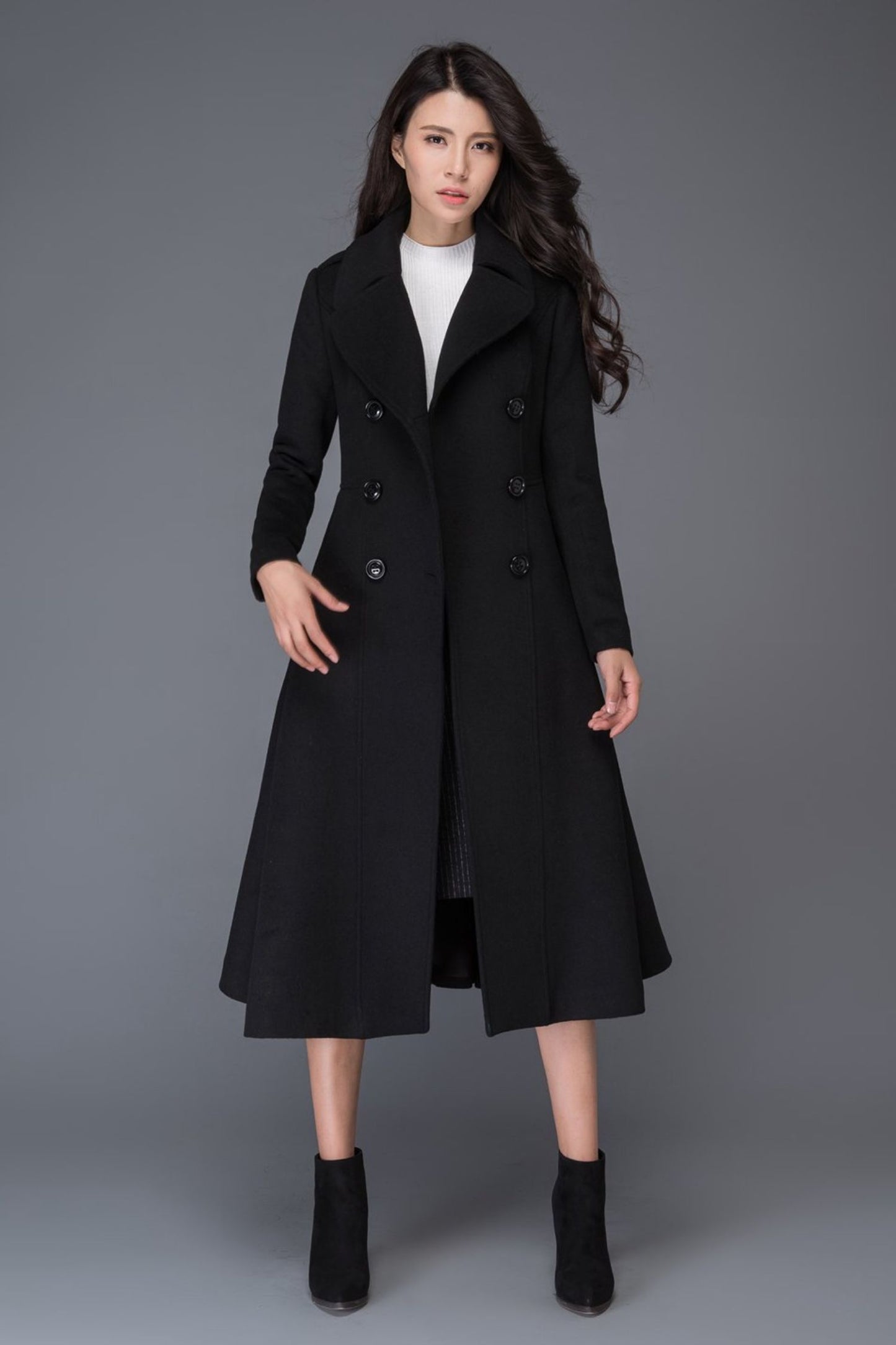 Double Breasted Maxi Wool Coat C1019