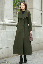 Load image into Gallery viewer, Military green a line wool coat C4504
