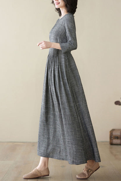 Women's Casual Grey Linen dress C3948