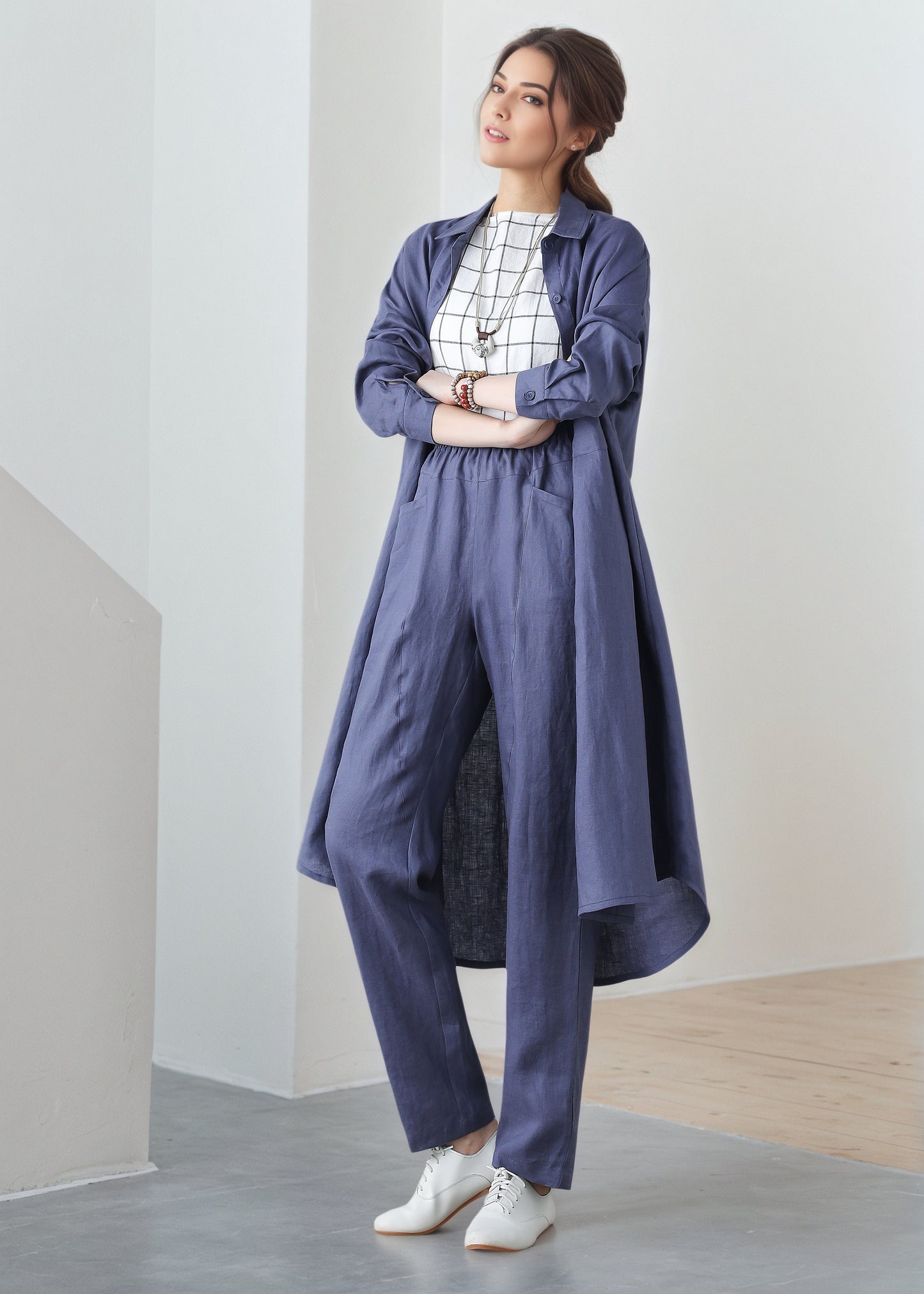 Long sleeves shirt dress C5327