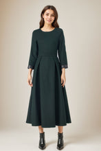 Load image into Gallery viewer, Womens Winter Green Midi Wool Dress C4325
