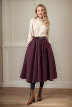 Load image into Gallery viewer, Womens burgundy winter wool skirt C4448
