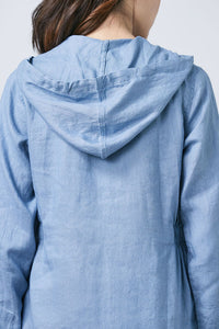 Blue Simple Linen shirt dress C1672