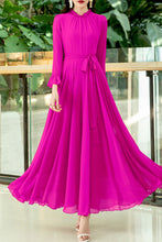 Load image into Gallery viewer, Long-sleeved new lace chiffon long dress C3992
