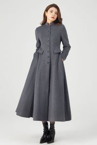 Long Winter Grey Wool Coat C3674