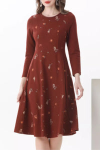 Elegant prom midi winter wool dress C4610