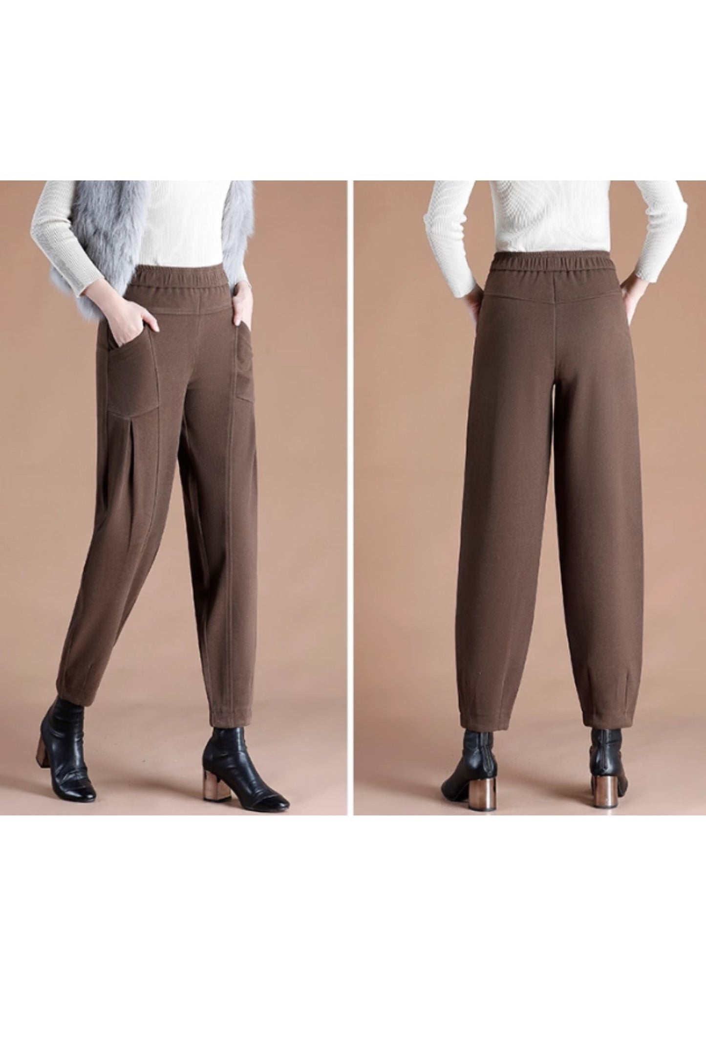 Loose fitting winter wool pants C5214
