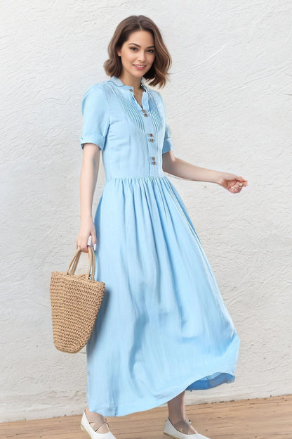 Plus Size Linen Maxi Dress C5330