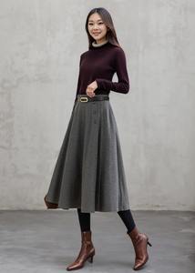 Autumn Winter A line Wool  Skirt C4453