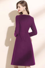 Load image into Gallery viewer, Irregular womens purple wool dress winter C3414
