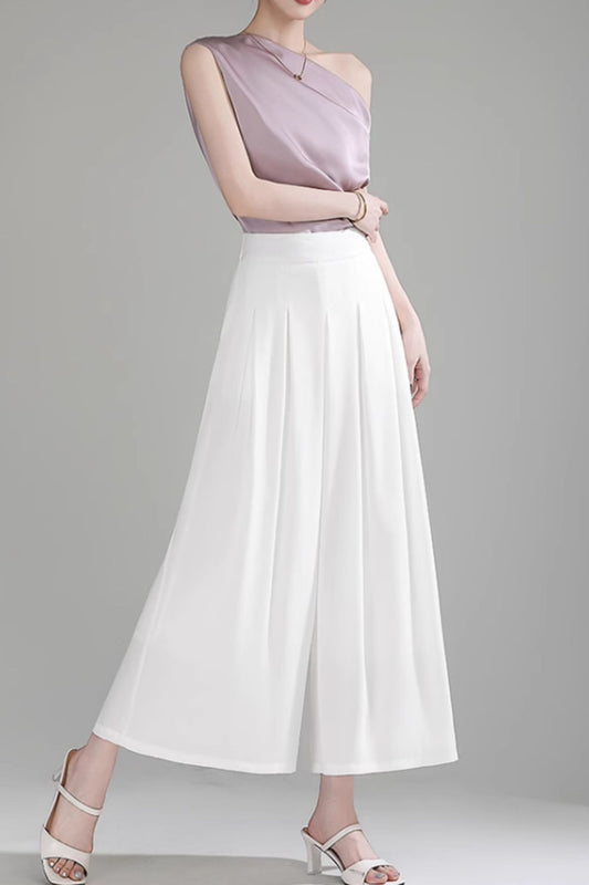 Wide leg long summer chiffon pants women C5021