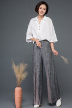 Load image into Gallery viewer, pleated linen womens wide leg pants C1152
