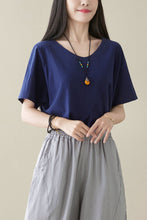 Load image into Gallery viewer, Navy blue Summer blouse C3964
