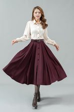 Load image into Gallery viewer, Womens burgundy winter wool skirt C4448
