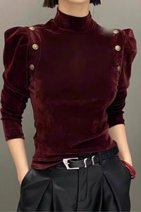 Long sleeves autumn velvet blouse C4623