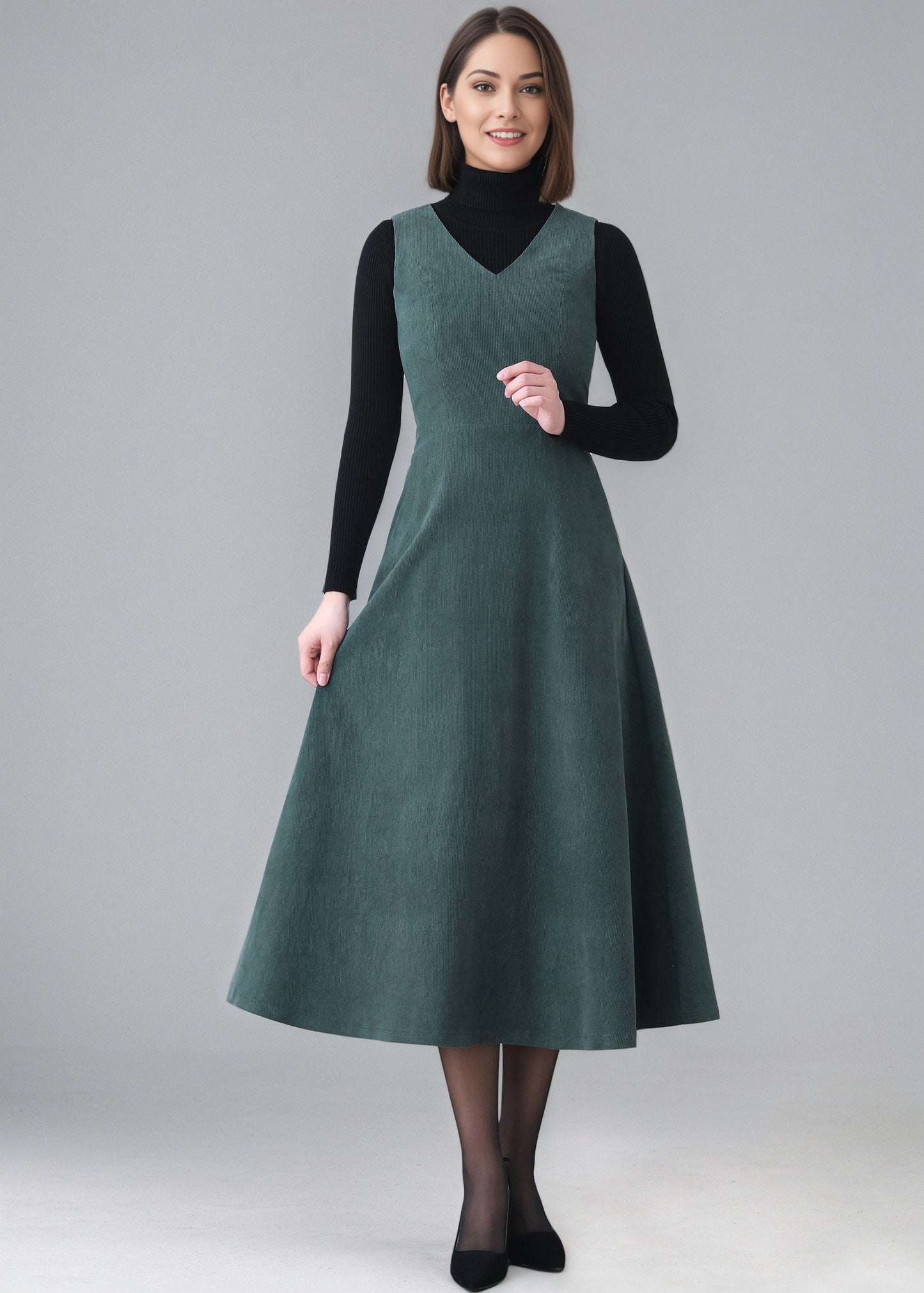 Autumn Winter Sleeveless Corduroy Dress C5152