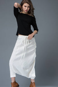 harem White linen hippie pants C822