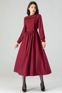 Burgundy Fit and Flare Dress C3608