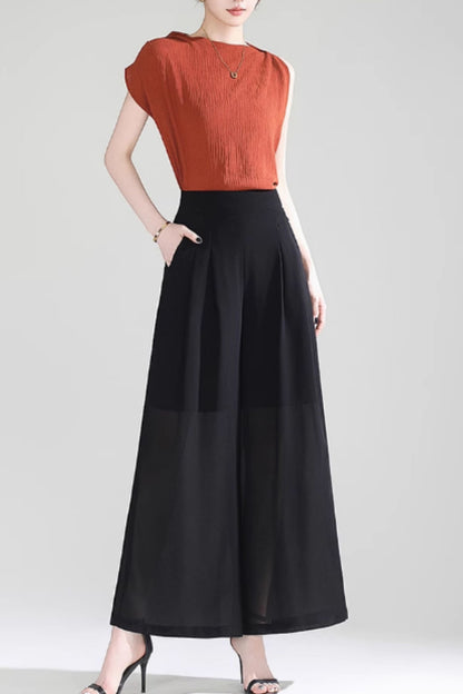 Loose fitting wide leg summer pants women C5025