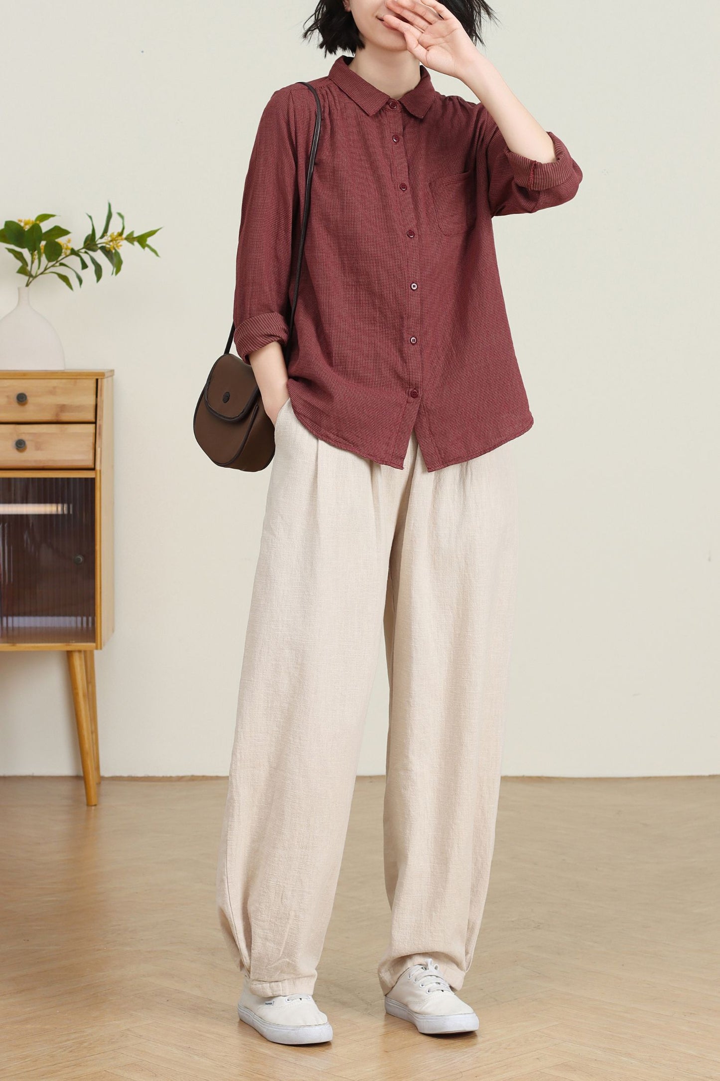 Spring Casual Linen Pants for Women C4726