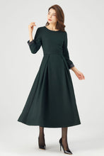 Load image into Gallery viewer, Womens Winter Green Midi Wool Dress C3682
