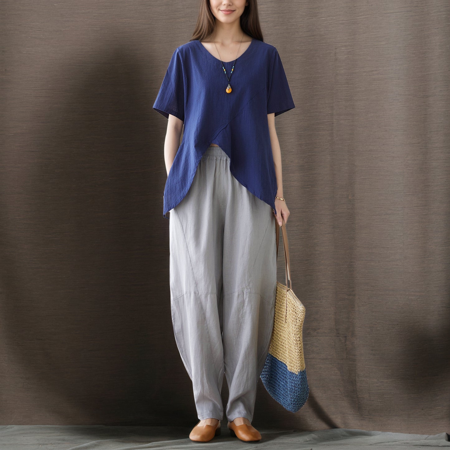 Navy blue Summer blouse C4859