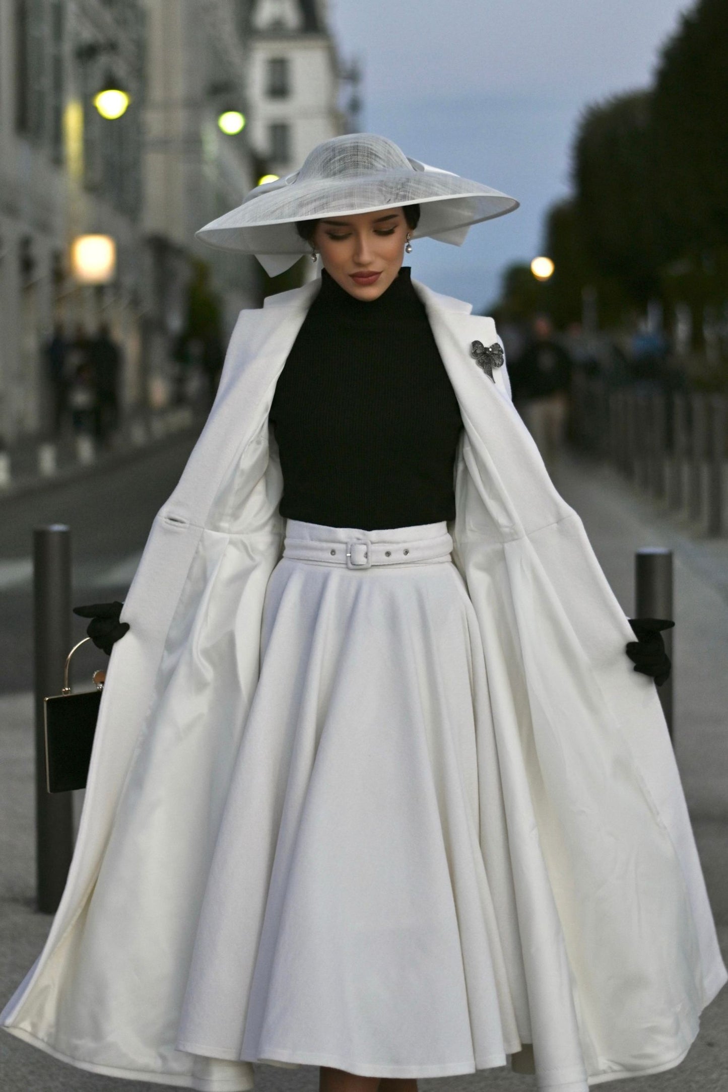 White Wedding Maxi Wool Coat C5300