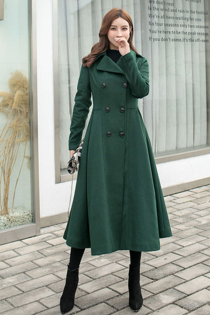 Vintage Inspired Green Wool Coat C2579