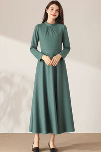 Winter Maxi Wool Dress with pockets C3691