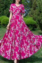 Load image into Gallery viewer, floral large swing chiffon dress C3982
