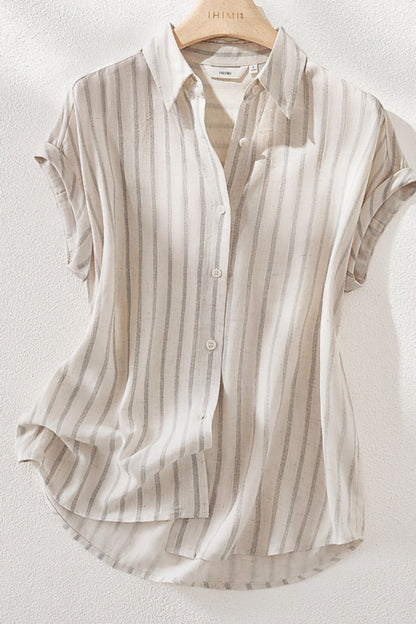 Striple linen summer shirt top women C5044