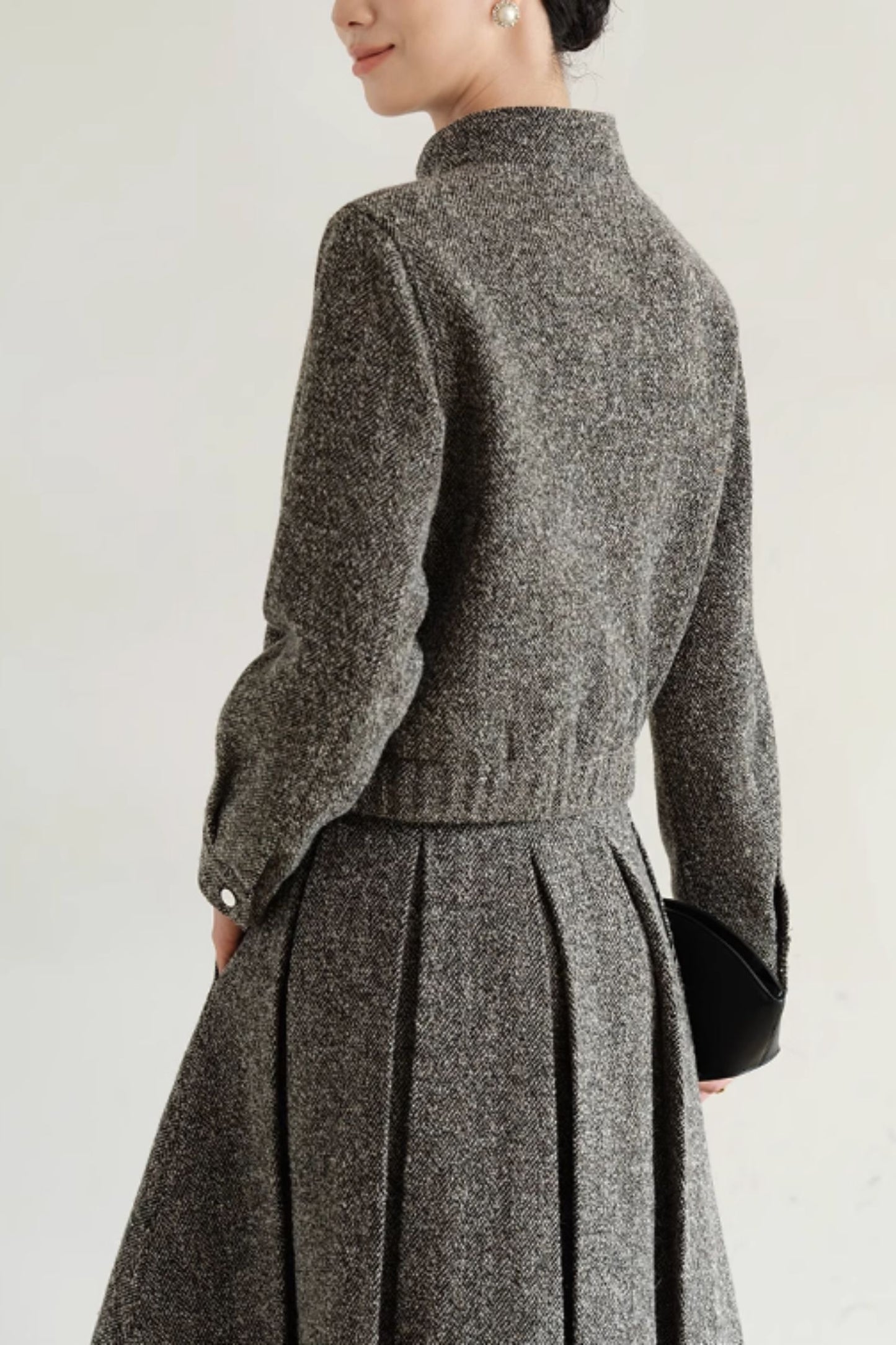 Gray wool set - jacket with wool skirt C5353