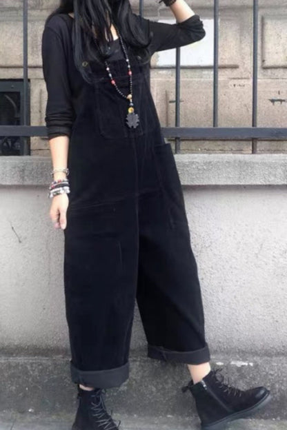 Loose fitting corduroy overalls pants women C5123