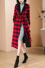 Load image into Gallery viewer, Women&#39;s Autumn and winter red plaid wool coat C4210
