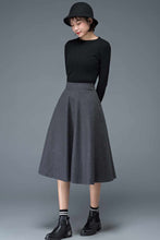 Load image into Gallery viewer, 50S A line midi wool skirt for women C1193
