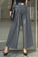 Load image into Gallery viewer, Gray Wide Leg pants palazzo wool pants  C2538
