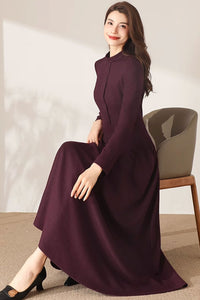 Black Maxi Wool Dress C3689