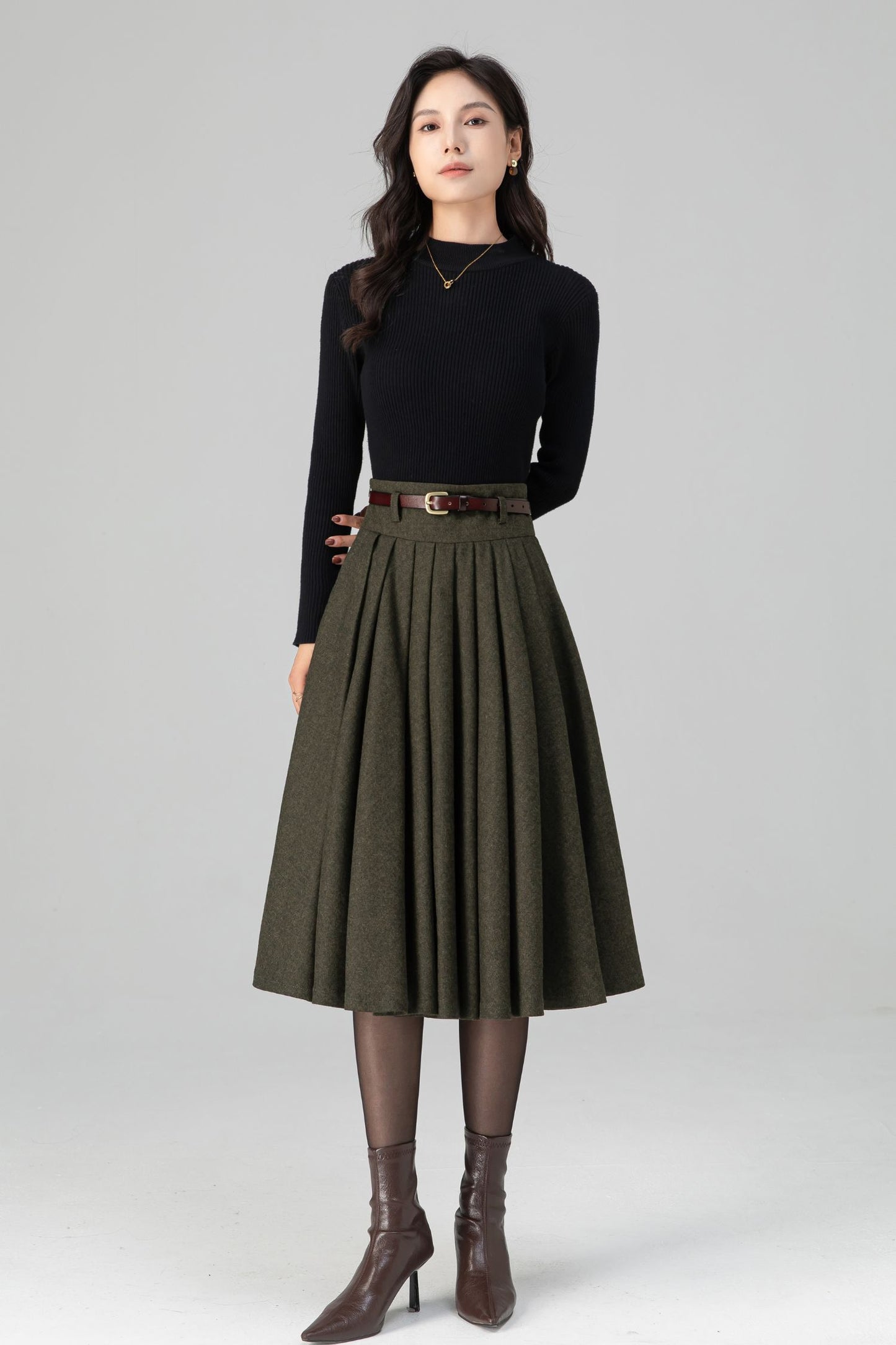 Vintage Inspired Circle Skater Wool Skirt C5199