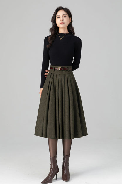 Vintage Inspired Circle Skater Wool Skirt C5199