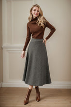 Load image into Gallery viewer, Plaid midi a line wool skirt C4446
