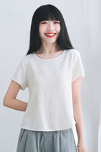 Load image into Gallery viewer, Women Short Sleeve Summer Linen Tops C2661
