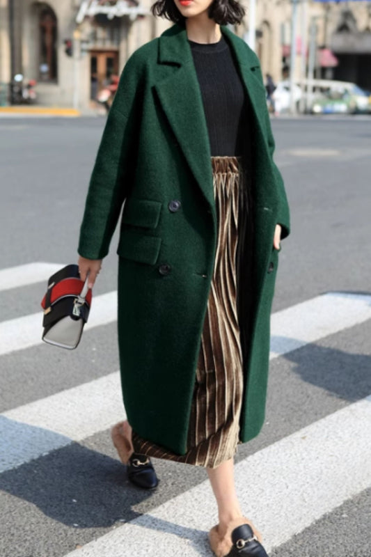 Double breasted long trench wool coat C5165