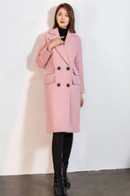 Load image into Gallery viewer, Double breasted pink winter wool coat C1746
