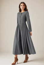 Load image into Gallery viewer, Midi Button Front Wool Dress C4319
