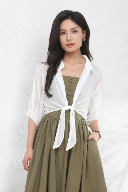 Lightweight White Chiffon Shawl Cardigan c4900