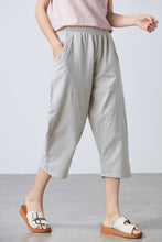 Load image into Gallery viewer, Casual linen cropped pants C1683
