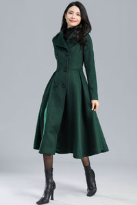 Vintage Inspired Long Princess Coat in Green C2469